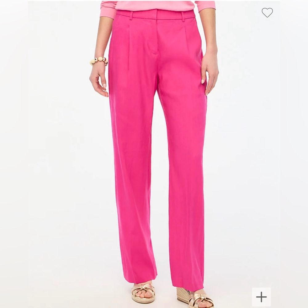 New J Crew pink linen-blend pants